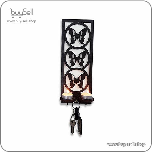 Laser cut template for a key holder and candle holder Three Butterfly style