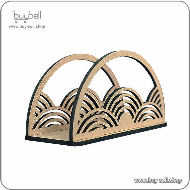 Laser cut design for a napkin holder stand Wave style