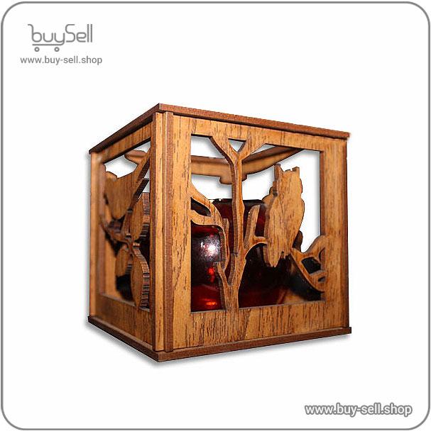 Laser cut template for a tabletop candle holder Four Birds style