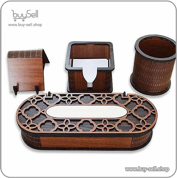 Laser cutting pattern for office desk set Tazhib design model