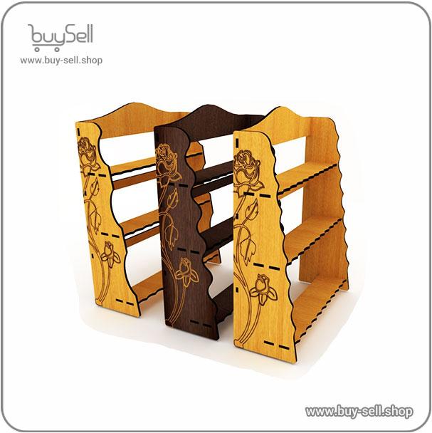 Laser cut design for a 3-tier shelf
