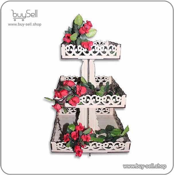Laser cut template for a three-tier dessert and fruit stand