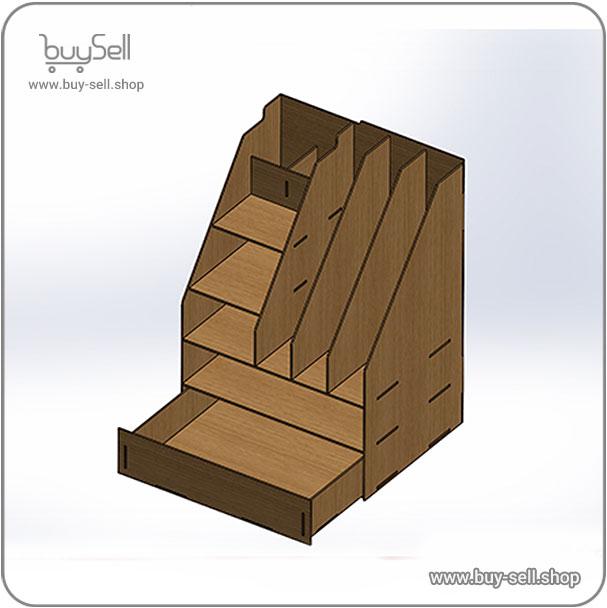 Laser cut design for single-drawer stationery stand