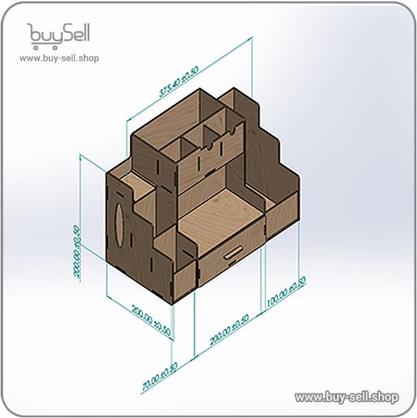 Laser cut file for single-drawer stationery stand with tissue box holder
