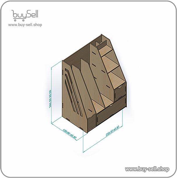 Laser cut bookshelf design with two drawers